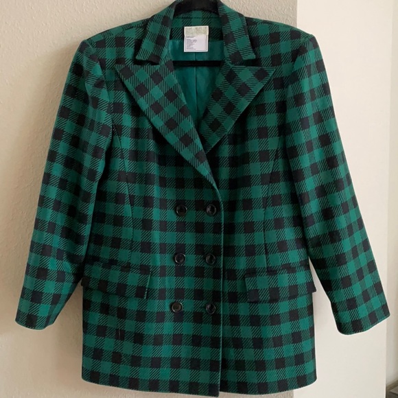 emmanuelle khanh Jackets & Blazers - Emmanuelle Khanh green checkered blazer made in France